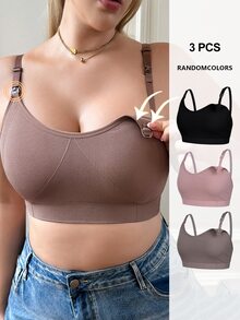 Moonlight&Mama [Random Color]Women's Popular Fashion Comfortable Minimalist Solid Color High Cost-Performance High Quality Plus Size Seamless Maternity Nursing Bra - Multicolor - View 1