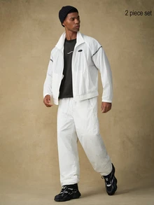 Emperor Men's Zipper Long Sleeve Shirt And Pants Casual Daily Outfit - White - View 5