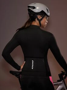 Powerista Women's Minimalist Letter Print Cycling Top - Black - View 2