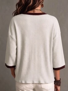 INAWLY Women's Colorblock Casual Daily Wear Top - Apricot - View 2