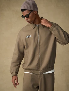 Emperor Men's Casual Denim Zipper Long Sleeve Sports Jacket - Army Green - View 6