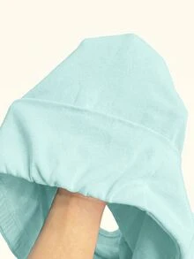 SHEIN BASICS 女款休閒基礎保守版寬鬆運動休閒風素色羅紋針織短褲，夏季健身房運動白色運動健身皮拉提斯 - 薄荷綠 - 查看 7