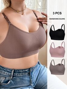 Moonlight&Mama [Random Color]Women's Popular Fashion Comfortable Minimalist Solid Color High Cost-Performance High Quality Plus Size Seamless Maternity Nursing Bra - Multicolor - View 5