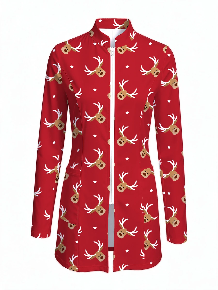 PopScrub Red Christmas Cartoon Reindeer & Star Print Fashion Stand ...