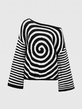 Pull Vintage Hippie Grande Taille Coupe Ample Épaule Asymétrique