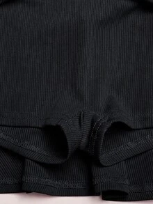SHEIN Tween女孩秋冬時尚休閒運動純色 - 黑色 - 查看 11
