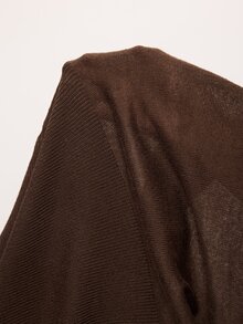 Enliva Plus Size Boat Neck Fitted Waist Sweater For Pear Body - Brown - View 8