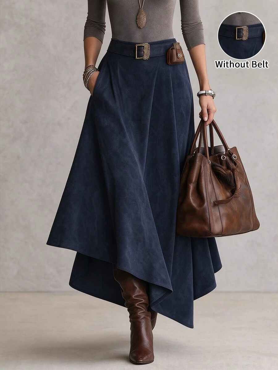 SHEIN Women's Solid Color Pleated Casual Versatile Daily Wear Skirt ...