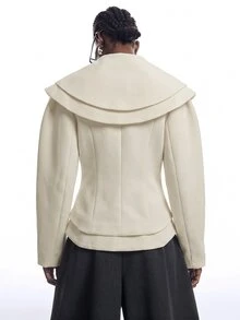 LYSMO Women's Elegant Lapel Long Sleeve Blazer - Apricot - View 2