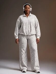Powerista Plus Size Women's Leopard Print Athletic Pants - White - View 6