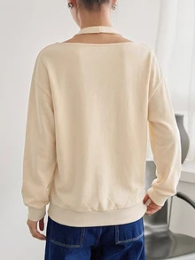 Dazy-Less Women's Designer Long Sleeve Versatile Sweatshirt For Daily Wear - Apricot - View 2