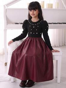 Tween Girl Tween Girl Tween Girl Autumn/Winter Thick Glossy Fabric Zip-Up High Neck Cropped Jacket, Fashionable Versatile Essential Outfit - Black - View 5
