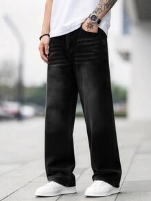 EGENSIO Men's Casual Daily Travel Denim Jeans With Pockets - Black - View 3