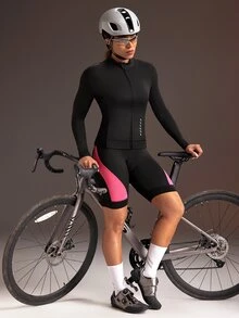 Powerista Women's Minimalist Letter Print Cycling Top - Black - View 4