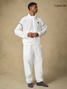 Emperor Men's Zipper Long Sleeve Shirt And Pants Casual Daily Outfit - White - View 3