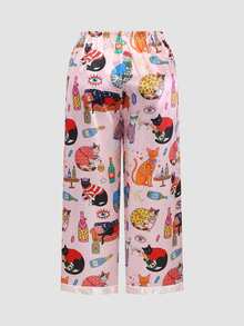 Chillnights Plus Size Women's All-Over Print Long Sleeve Top And Pants Casual Daily Home Sleepwear Set - Multicolor - View 4