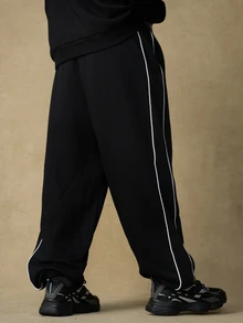 Emperor Men's Autumn/Winter Black Loose Fit Jogger Sweatpants - Black - View 2