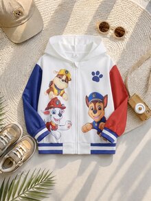Maija Kids SHEIN | PAW Patrol Maija Kids Tween Boy Cartoon Print Zipper Hooded Jacket - Multicolor - View 2