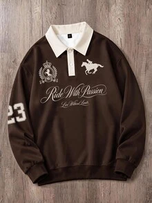 Daypath Men's Casual Letter Badge Graphic Pullover Sweatshirt With ...