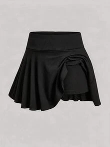 SHEIN Tween女孩秋冬時尚休閒運動純色 - 黑色 - 查看 8