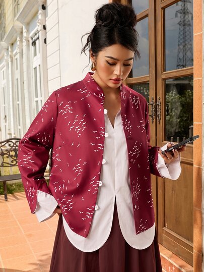 EastFlair Veste élégante à boutons manches longues grande taille mode