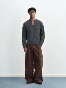 TOKVUE Men's Simple Versatile Long Sleeve Sweater For Daily Wear - Dark Grey - View 3