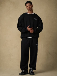 Emperor Men's Autumn/Winter Black Loose Fit Jogger Sweatpants - Black - View 3