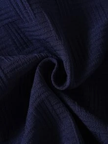 SHEIN 2件組幼兒男童波羅衫短褲套裝，學院風可愛深藍色華夫格紋條紋短袖波羅領，休閒度假夏季運動風精品拼接款 - 寶藍色 - 查看 5