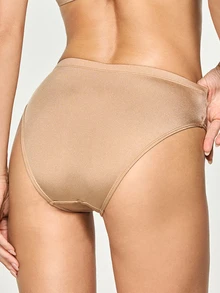 SHAPORA Glossy Apricot Seamless Comfortable Solid Color Triangle Panties 3pcs/Pack - Multicolor - View 2