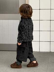 Dazy Kids Áo nỉ tay dài cảm giác lông cừu cho bé trai, mùa thu/đông - Màu xanh lá cây đậm - Xem 2
