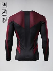 BATMAN X SHEIN Gym Rark 男士卡通圖案印花長袖運動T恤 - 彩色 - 查看 2