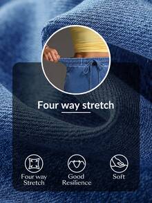 Flexra Chân váy denim nữ thường ngày phong cách casual có dây rút ở eo - Màu xanh lam - Xem 6