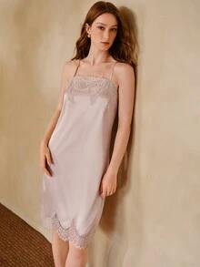 MOTF PREMIUM WOMEN'S ELEGANT SWEET LACE CAMISOLE DRESS - Camel - View 7