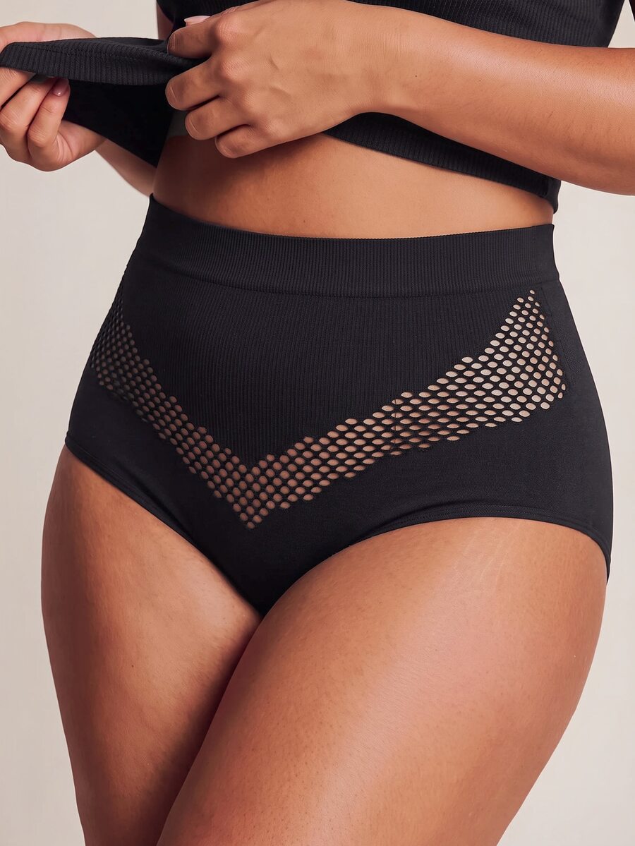 Barelissa 1pc Plus Size Women Seamless High Waist Shaping Comfortable Panties - Black - View 1