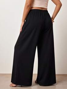 Enliva Plus-Size Women's Black Suit Pants, Suitable For Commuting Apple,Rounded Body - Black - View 2
