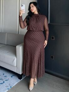 Modelyn فستان صيفي كاجوال للحفلات بنقاط بولكا للنساء مقاسات كبيرة - متعدد الألوان - مشاهدة 7