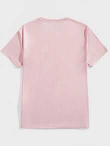 Manfinity Homme Christmas Festive Drink Fashion Casual Print Pattern Men's Pink Regular Fit Short Sleeve T-Shirt - Pink - View 4