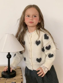 Hapijoa Young Girl Fall Clothes Young Girl) Patchwork Contrast Color Ruffle Trim Fitted Long Sleeve Round Neck Drawstring Tie Casual Cardigan - White - View 5