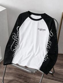 SHEIN Tween Boy Casual Fashion Crew Neck Long Sleeve T-Shirt, Suitable For Autumn/Winter, Classic Cool Street Style Text Graphic Print, Y2K Style Graphic Print - Multicolor - View 5
