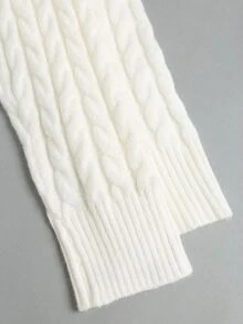 Sweetra Autumn/Winter Oversized Collar Cable Knit Single-Breasted Cardigan - White - View 4
