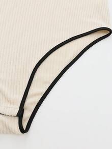 GlowEve CURVE Plus Size Women's Autumn/Winter Long Sleeve Elegant Bodysuit, Brushed Ribbed Fabric, Soft And Comfortable, Suitable For Outings, Travel, Vacation, Party, Commute, Daily Wear - Apricot - View 4