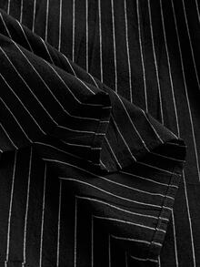 AXEPEAK Men's Fashionable Casual Striped Print Button-Up Shirt - Black - View 4