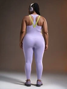 Powerista Women's Plus Size Letter Print Sports Leggings - Purple - View 6