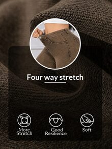 Flexra Celana Jeans Denim Slim Fit Kasual dengan Motif Cuci Gaya Y2K - Coklat - View 6