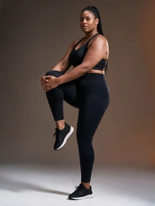 Powerista Women's Plus Size Solid Color Casual Daily Wear Sports Leggings - Black - View 5
