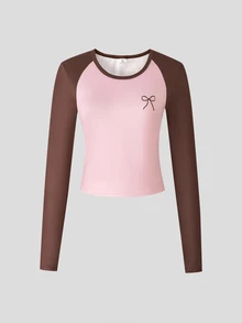 SHEIN Teen Girls Fall Outfits Fall Tops 2pcs/Set Striped Brown Comfortable Casual Fashion Sports Crew Neck Short Long Sleeve T-Shirt + Loos... - Multicolor - View 3