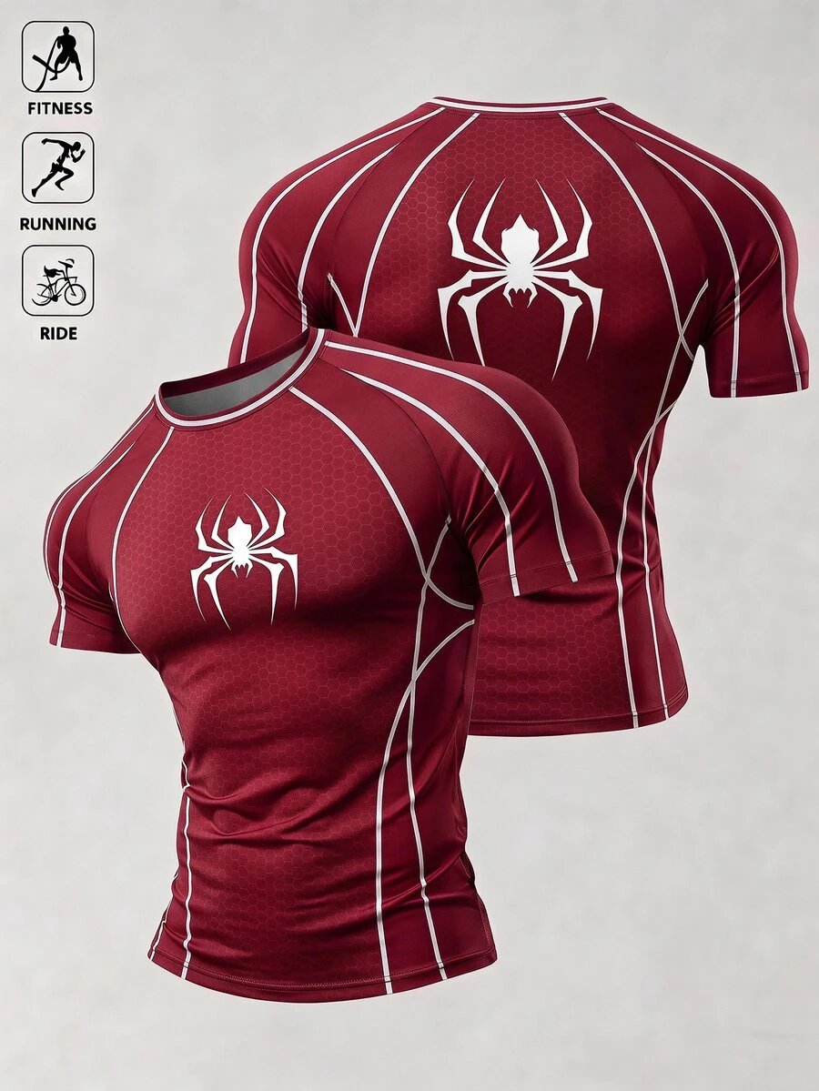 Gym Rark Men's Spider Print Raglan Short Sleeve Sports T-Shirt - Multicolor - View 1