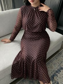 Modelyn فستان صيفي كاجوال للحفلات بنقاط بولكا للنساء مقاسات كبيرة - متعدد الألوان - مشاهدة 6