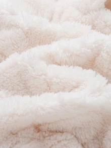 SHEIN Baby Girl Solid Color Faux Fur Knit Hooded Casual Jacket - Beige - View 9