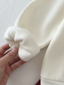 SHEIN 少女蝴蝶結裝飾圓領長袖格紋下擺休閒洋裝 - 紅色 - 查看 10